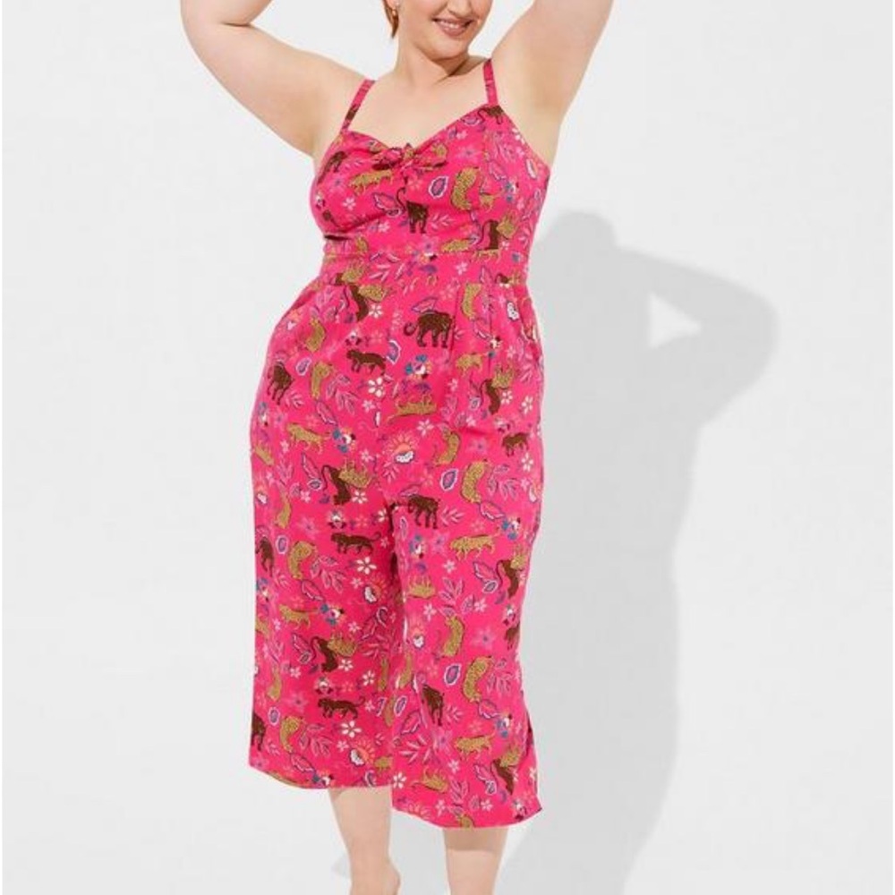 Torrid women’s pink jumpsuit sleeveless 3x jaguar print